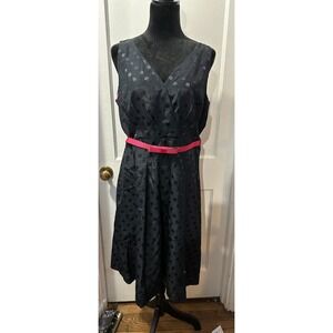 Tahari ASL Black Polkadot Tank Dress with Belt in 12